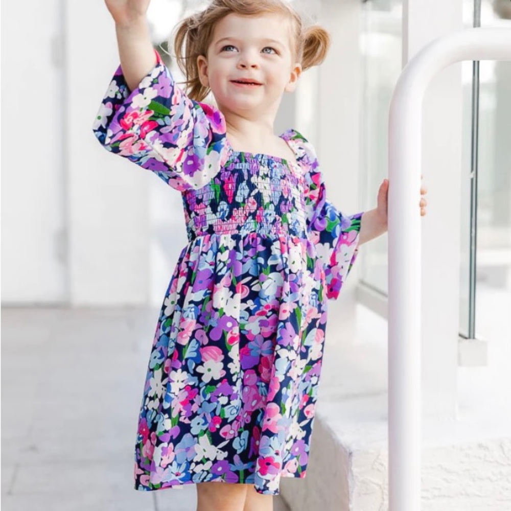Pink Lily - POPPY DRESS KIDS BLUE FLORAL MINI DRESS